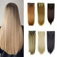 thumbnail image 1 of Luxtrada 24" 16 Clips Long Straight Wig Full Head Clip Natural Soft Long Double Weft Full Head Clip on Hair Extensions for Women "27# Light Ash Blonde", 1 of 7