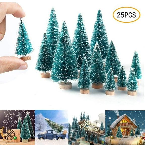 Luxtrada 25PCS Christmas Tree arbol de navidad New Year's Mini Christmas Tree Small Pine Tree adornos de navidad Desktop Mini Christmas Decor