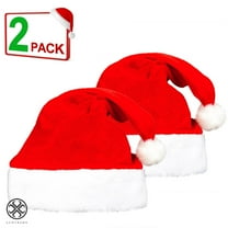 Luxtrada 2PCS Christmas Hat Santa Hat Xmas Holiday Hat for Adults, Kids Unisex Comfort Christmas Hats for Christmas New Year Festive Holiday Party Supplies (For Adult)