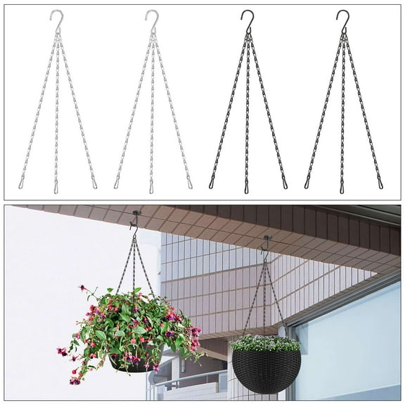 Luxtrada 2PCS Hanging Flower Basket Chain Plant Pot Hanger Planter Chains Outdoor Garden Decor (Silver)