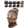 thumbnail image 1 of Luxtrada 2PCs/Set Winter Hat Warm Thick Beanie Cap + Scarf for Winter Knit Ski Beanies Skull Cap for Men Women (Khaki), 1 of 8