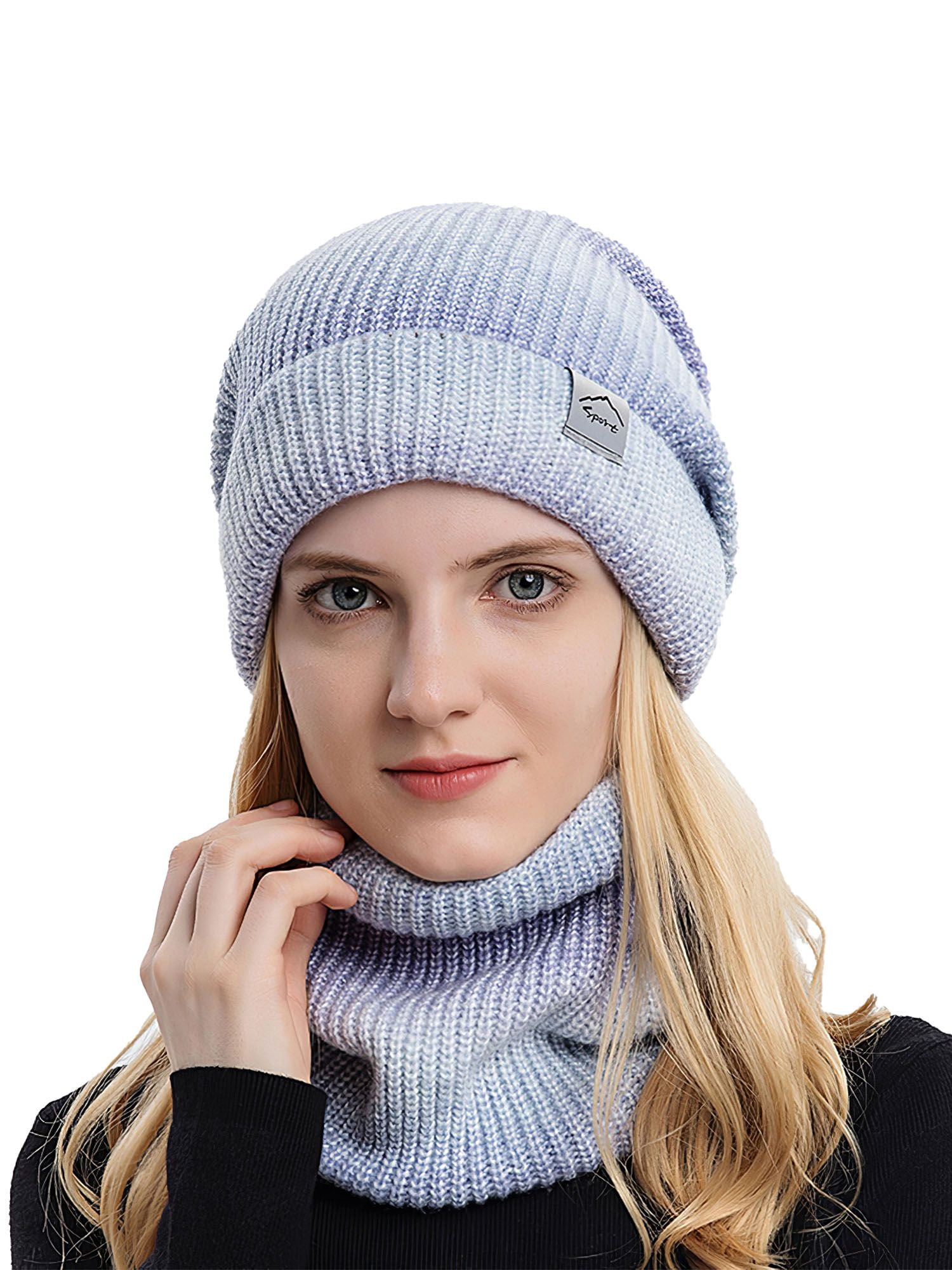 Luxtrada 2Pcs/Set Winter Beanie Hat Scarf Set Lined Warm  display picture 1