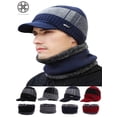 thumbnail image 1 of Luxtrada 2pcs/set Women Men Outdoor Newsboy Hat Winter Warm Thick Knit Beanie Cap Fleece Lined Skull Ski Cap & Winter Scarf, 1 of 9