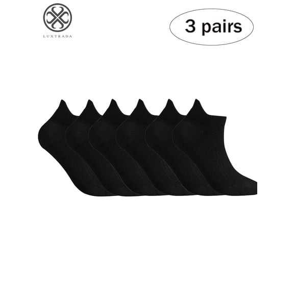 Luxtrada 3 Pairs Ankle Quarter Crew Mens Socks Low Cut Ankle Socks Athletic Running Socks with Tab Arch Support for Men Women