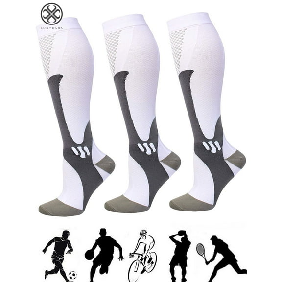 Luxtrada 3 Pairs Medical&Althetic Compression Socks 20-30 mmHg Nursing Performance Socks for Men Women - made for Best Running, Athletic Sports, Travel