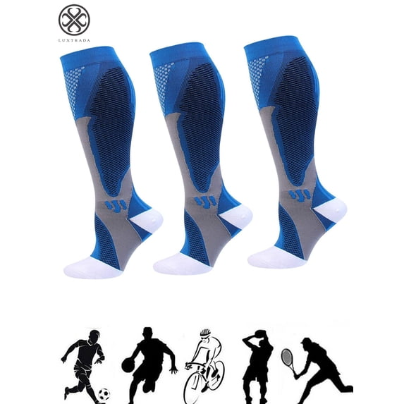 Luxtrada 3 Pairs Medical&Althetic Compression Socks 20-30 mmHg Nursing Performance Socks for Men Women - made for Best Running, Athletic Sports, Travel
