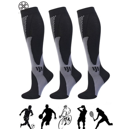 Luxtrada 3 Pairs Medical&Althetic Compression Socks 20-30 mmHg Nursing Performance Socks for Men Women - made for Best Running, Athletic Sports, Travel