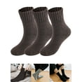 thumbnail image 1 of Luxtrada 3 Pairs Wool Merino Winter Thermal Boot Thick Insulated Heated Socks For Heavy Duty Cold Weather Outdoor Activities (Brown), 1 of 8