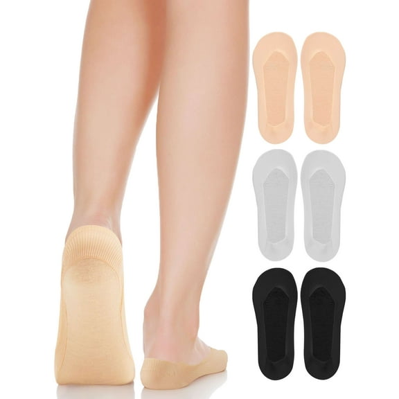 Luxtrada 3 pairs Women No Show Socks Ultra Low Cut Liner Socks Ice Feeling Socks Nonslip Liner Invisible Hidden Thin Socks (Skin)