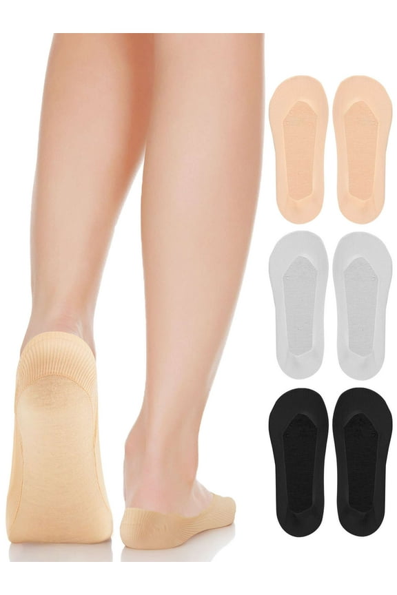 3 pairs Women No Show Socks Ultra Low Cut Liner Socks Ice Feeling Socks Nonslip Liner Invisible Hidden Thin Socks (Skin)