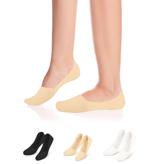 Luxtrada 3 pairs Women No Show Socks Ultra Low Cut Liner Socks Ice Feeling socks Nonslip Liner Invisible Hidden Thin Socks (Skin Color)