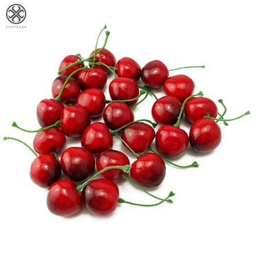 Luxtrada 30 Artificial Lifelike Simulation Small Red Black Cherries Fake Fruit Model Home House Kitchen Party Decoration Desk Ornament