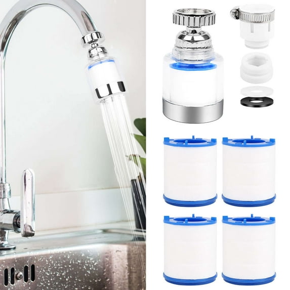 Luxtrada 360° Rotating Sink Water Filter, Kitchen Bathroom Universal Sink Water Faucet Filter Removes Chlorine Fluoride Heavy Metals