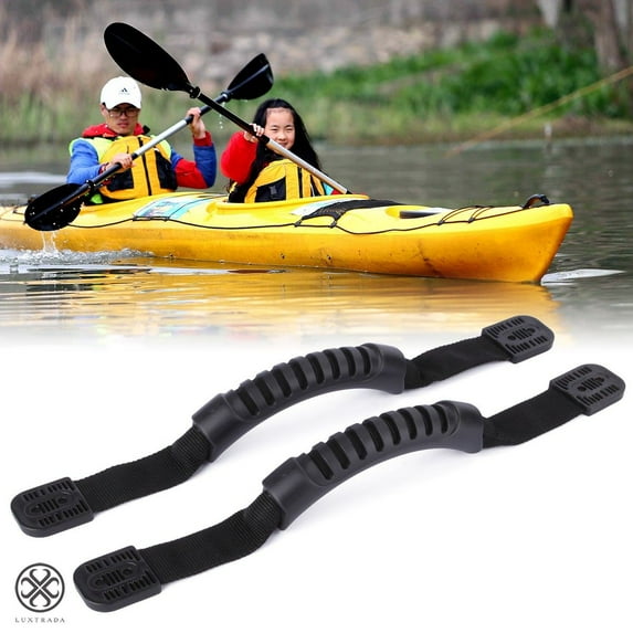 Luxtrada 4/2Pcs 12 Inch Rubber Universal Carry Grab Handle Replacement Black for Kayak Boat Canoe