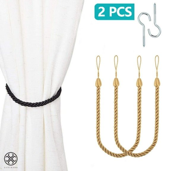 Luxtrada 4/2pcs Curtain Tiebacks Ropes Decorative Handmade Tie Backs Curtain Holdbacks Holders Cord for Window Sheer Drapes Indoor Outdoor