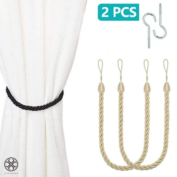 Luxtrada 4/2pcs Curtain Tiebacks Ropes Decorative Handmade Tie Backs Curtain Holdbacks Holders Cord for Window Sheer Drapes Indoor Outdoor