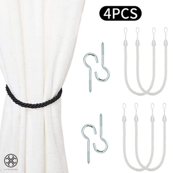 Luxtrada 4/2pcs Curtain Tiebacks Ropes Decorative Handmade Tie Backs Curtain Holdbacks Holders Cord for Window Sheer Drapes Indoor Outdoor