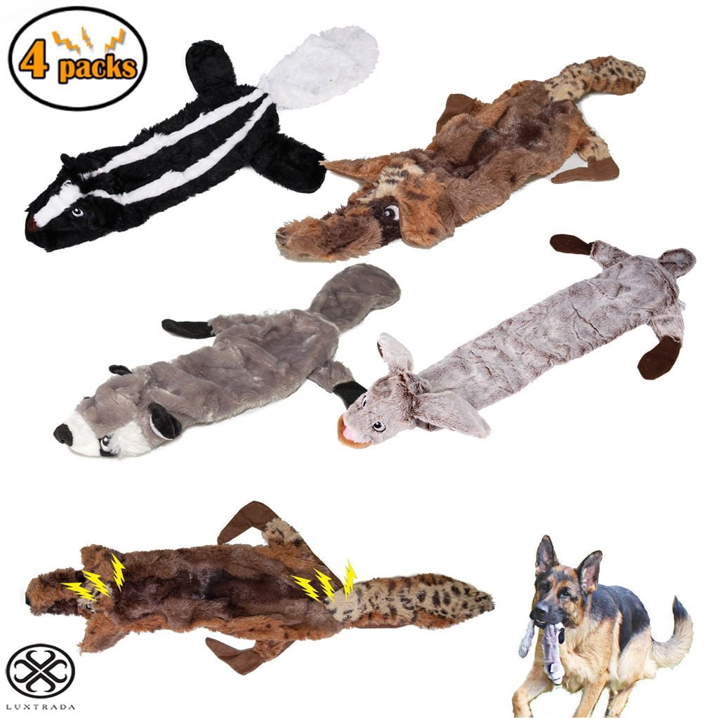 Luxtrada 4 Packs 23.6inch No Stuffing Dog Toys Squeaky Toys for Dogs with Squeakers Set Plush for Small Medium Large Dog Pets