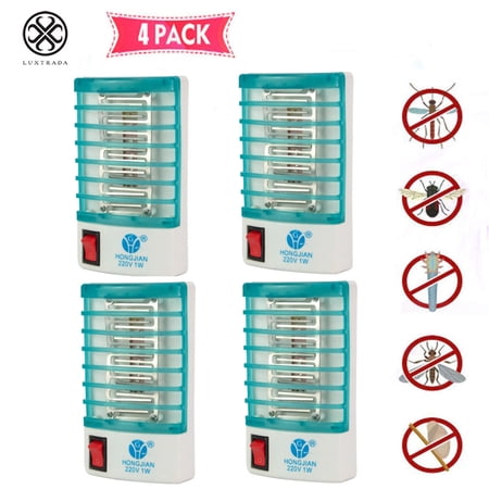 Luxtrada 4 Packs Insect Mosquito Killer Bug Zapper Indoor Plug-in Mosquito and Fly Trap, with Bright LED UV Light Attracter for Repels Ants, Fleas, Rats, Rodents, Roaches, Fruit Flies - Blue