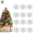 thumbnail image 1 of Luxtrada 4 inch 12Piece Plastic Christmas Glitter Snowflake Ornaments Christmas Tree Decorations (Silver), 1 of 9