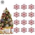 thumbnail image 1 of Luxtrada 4 inch 24Piece Plastic Christmas Glitter Snowflake Ornaments Christmas Tree Decorations (Red), 1 of 9