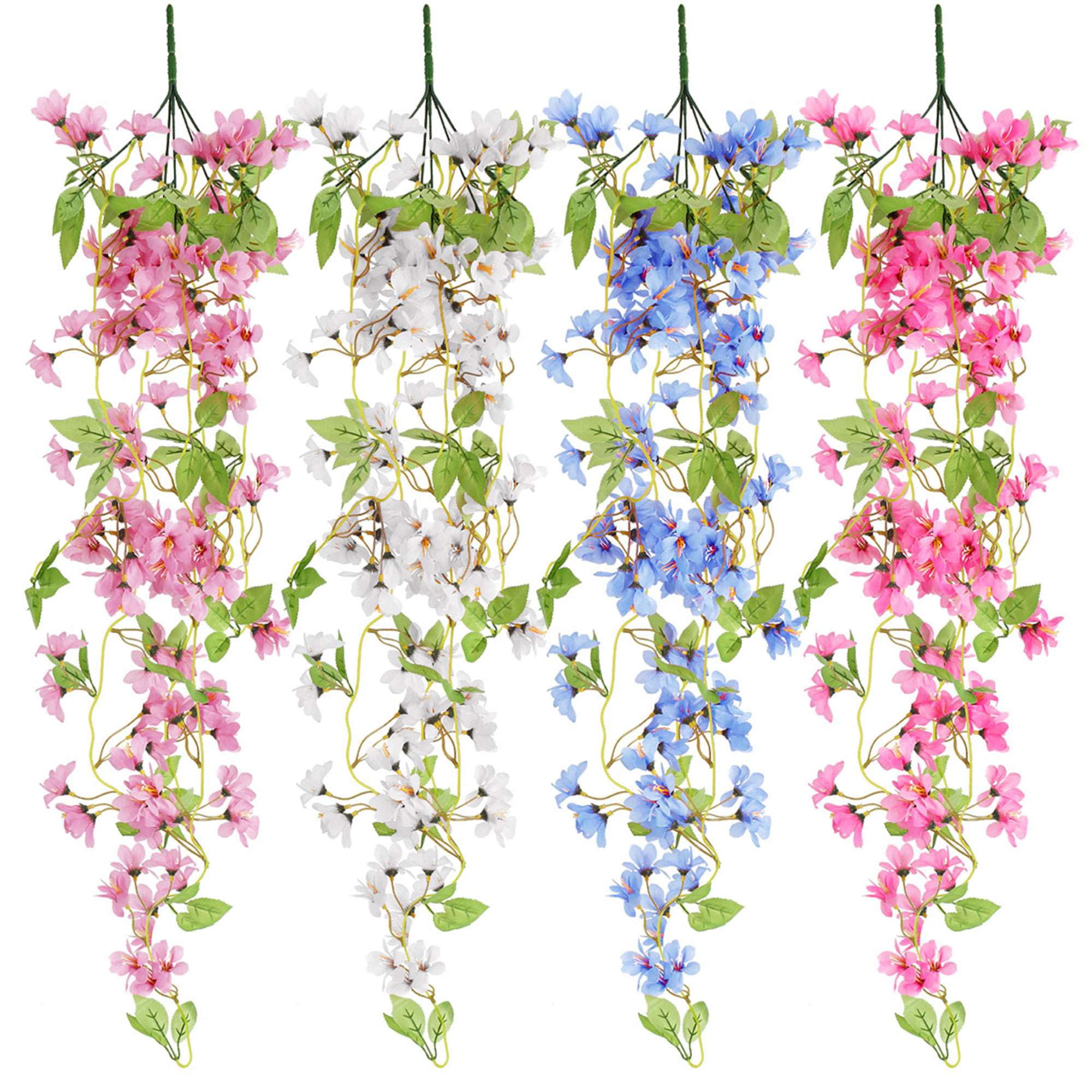 Luxtrada 41.3inch Artificial flower Silk Wisteria Vine Rattan Fake