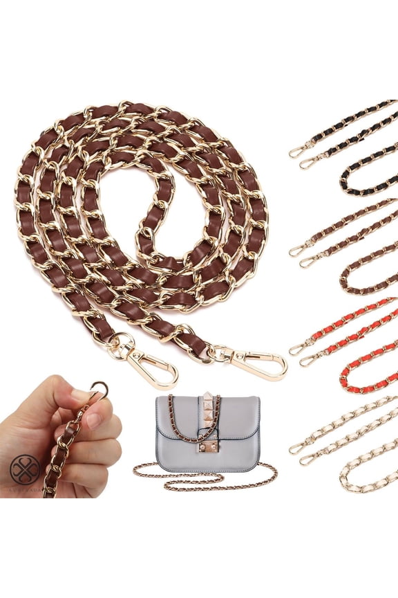 45" Purse Chain Strap-Handbags Replacement Chains Metal Chain Strap for Wallet Bag Crossbody Shoulder Chain White