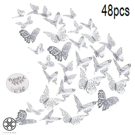 Luxtrada 48pcs 3D Butterfly Wall Stickers Art Decals Home Room Decorations Decor
