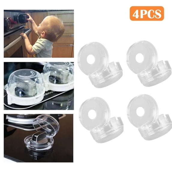 Luxtrada 4Pcs/Set Universal Oven & Stove Knob Covers Clear View Child Baby Kitchen Safety (Transparency)