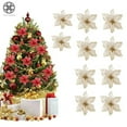 thumbnail image 1 of Luxtrada 5.91" 12pcs/set Artificial Flower Glitter Poinsettia Flowers For Christmas Tree Ornament Wedding Party Home Decor (Gold), 1 of 9