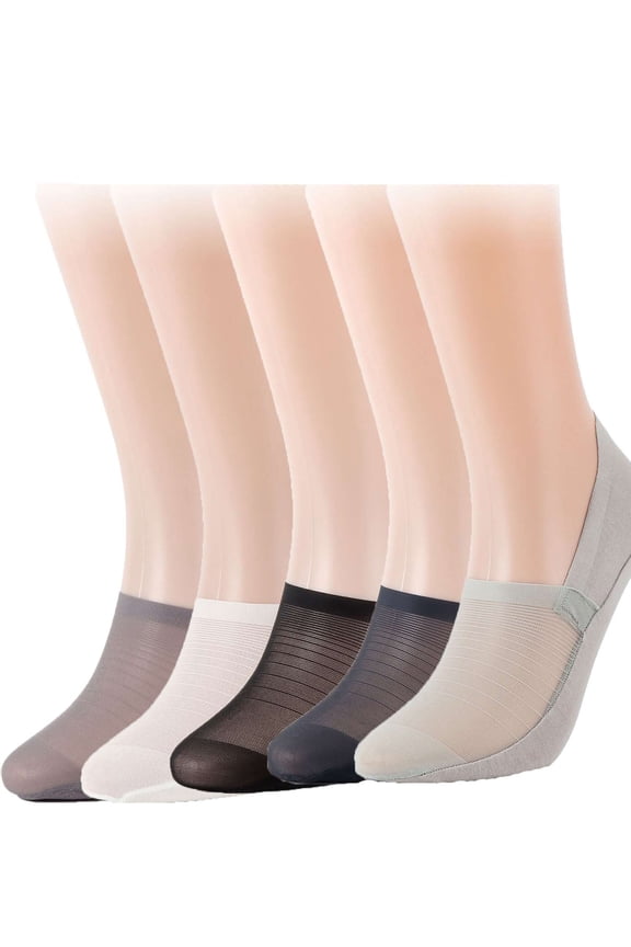 5 Pairs Invisible Ice Silk Breathable Socks Non-slip Ankle Hidden Silk Socks Boat Shoes For Men And Women