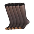 thumbnail image 1 of Luxtrada 5 Pairs Men's Wide Striped Toe Sheer Dress Socks Silk High Thin Breathable Sexy Socks (Black), 1 of 8