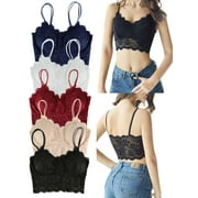 Luxtrada 5 Pcs Lace Bralettes for Women Bralette Padded Lace Bandeau Bra , XL