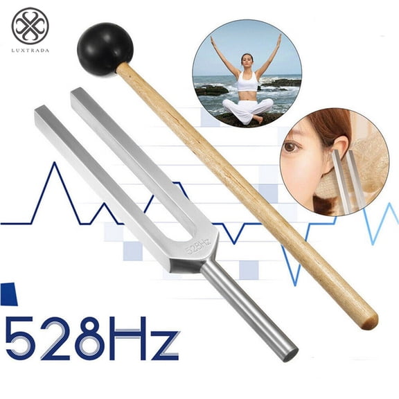 Luxtrada 528HZ Aluminum Medical Tuning Fork Chakra Hammer Ball Diagnostic + Mallet + Flannel Bag Set
