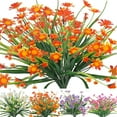 thumbnail image 1 of Luxtrada 5PCS 43 heads Artificial Flowers Plastic Plants Wedding Home Garden Decor In/Outdoor (Orange), 1 of 7