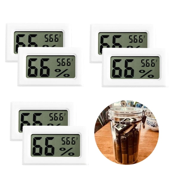 Luxtrada 6 Pack Mini Small Digital Electronic Temperature Humidity Meters Gauge Indoor Thermometer Hygrometer LCD Display Fahrenheit (℉) for Humidors, Greenhouse, Garden, Cellar (White)