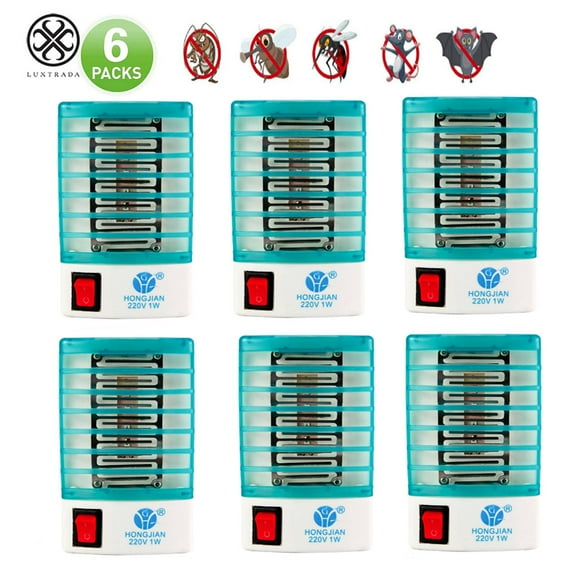 Luxtrada 6 Packs Insect Mosquito Killer Bug Zapper Indoor Plug-in Mosquito and Fly Trap, with Bright LED UV Light Attracter for Repels Ants, Fleas, Rats, Rodents, Roaches, Fruit Flies - Blue