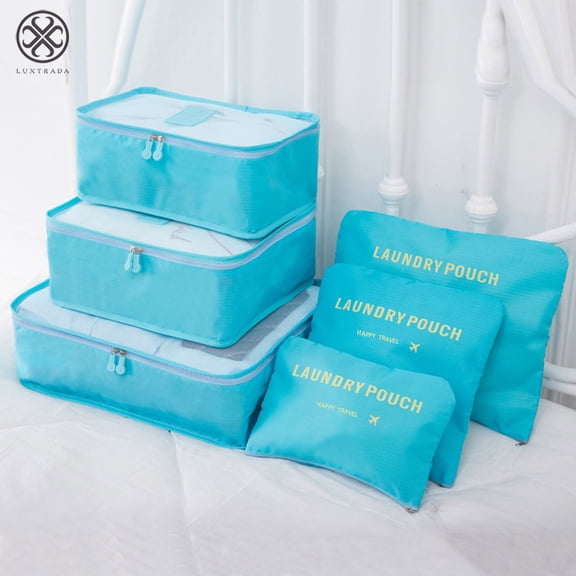 Luxtrada 6PCS Waterproof Clothes Storage Bags Packing Cube Travel Luggage Organizer Pouch (Blue)