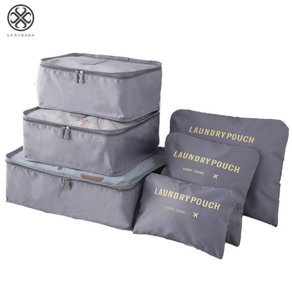 Luxtrada 6PCS Waterproof Clothes Storage Bags Packing Cube Travel Luggage Organizer Pouch (Gray)