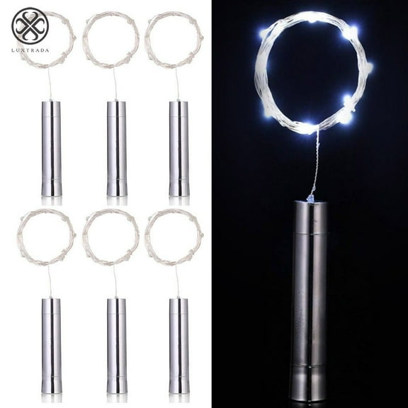 Luxtrada 6pcs 15 LEDs 3 Colors Wine Bottle Cork Light Starry Copper Wire String Lights for Bottle DIY Table Decoration Christmas Wedding Party (White,15LEDs)