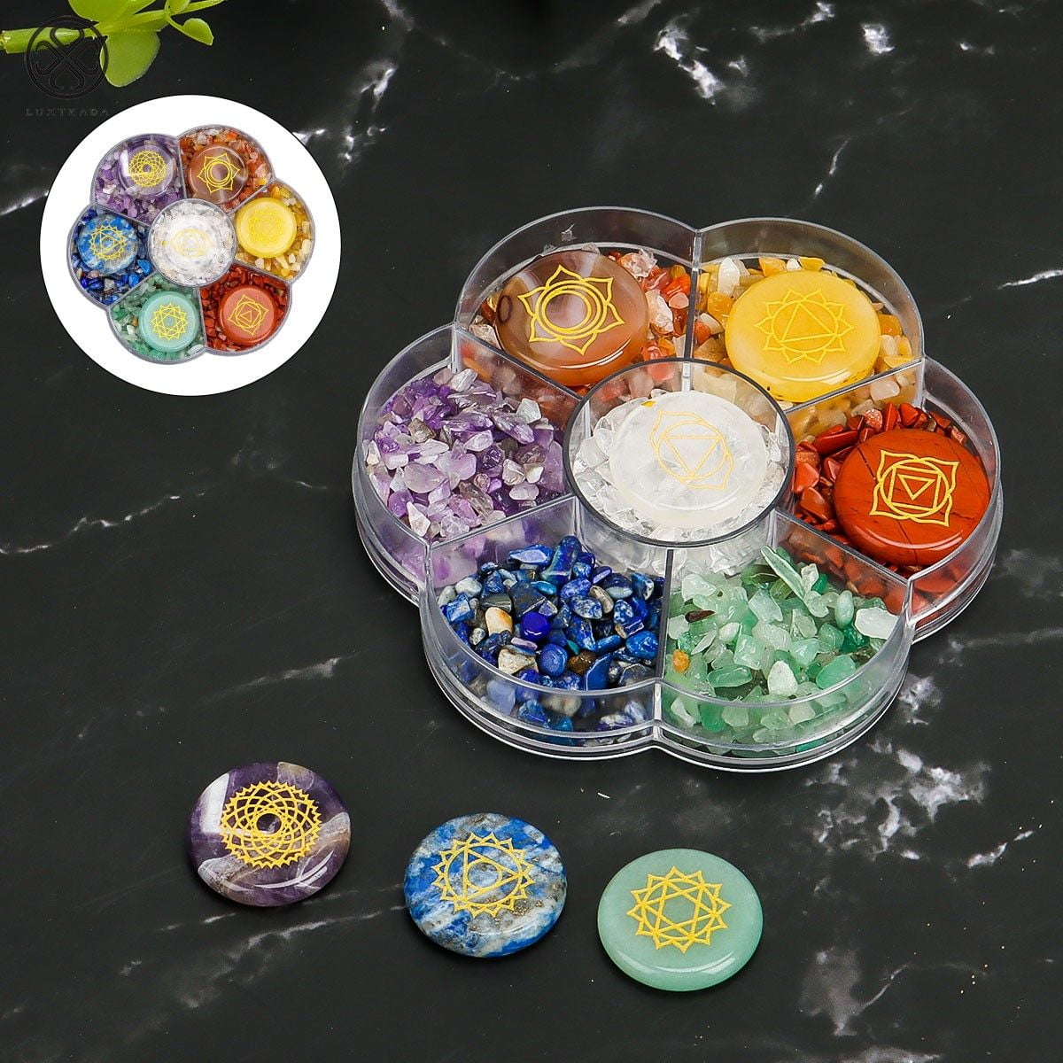 Luxtrada 7 Chakra Crystal Stones Natural Reiki Healing Crystals ...