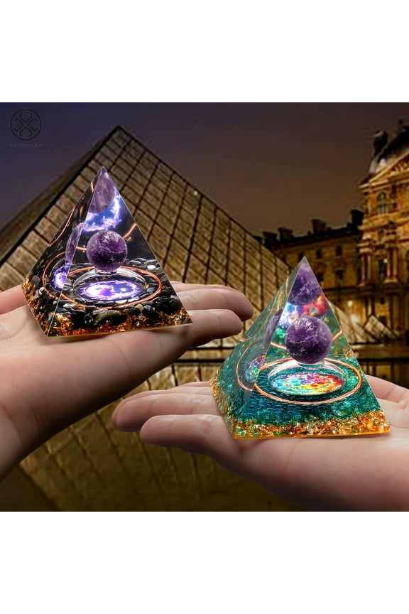 7 Chakra Orgone Pyramid Natural Quartz Positive Energy Generator Orgonite Crystal, Reiki Healing, Meditation, Yoga, Spiritual Balance Crystals Stones