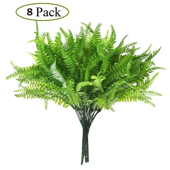 Luxtrada 8/4/2/1PCS Artificial Boston Fern Plants Bushes Artificial Shrubs Greenery for House Plastic Outdoor UV Garden Resistant Office Garden Indoor Decor