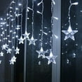 thumbnail image 1 of Luxtrada 96 LED Star Fairy String Curtain Window Light LED Starry Christmas String Lights for Christmas Wedding Party Decor (White), 1 of 7