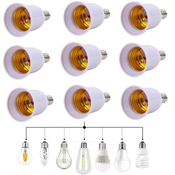 Luxtrada 9pcs Light Bulb Socket Adapter E12 to E26/E27 Base Chandelier Converter