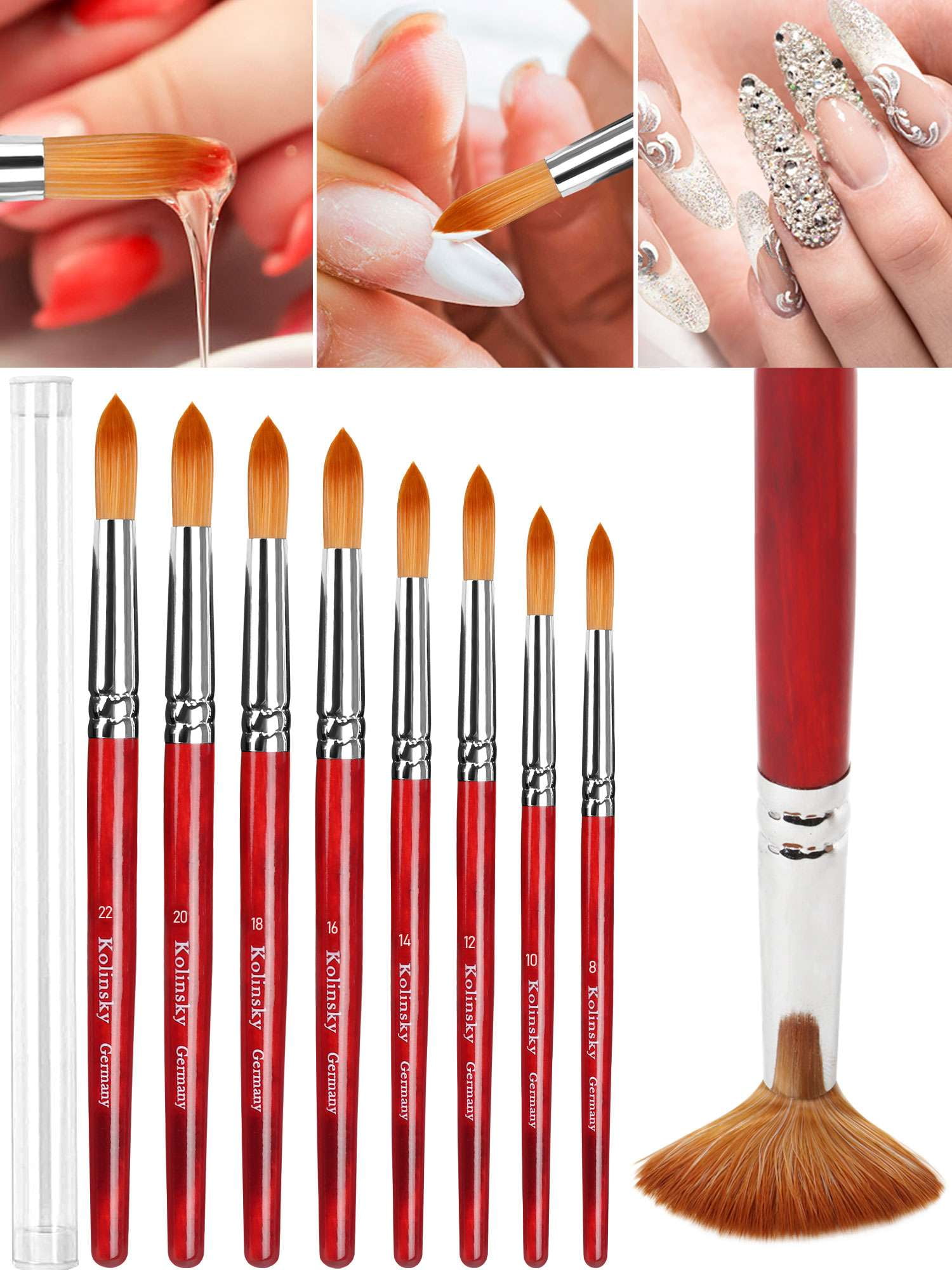 Luxtrada Acrylic Nail Brush 100 Pure Kolinsky Hair Bristles Oval