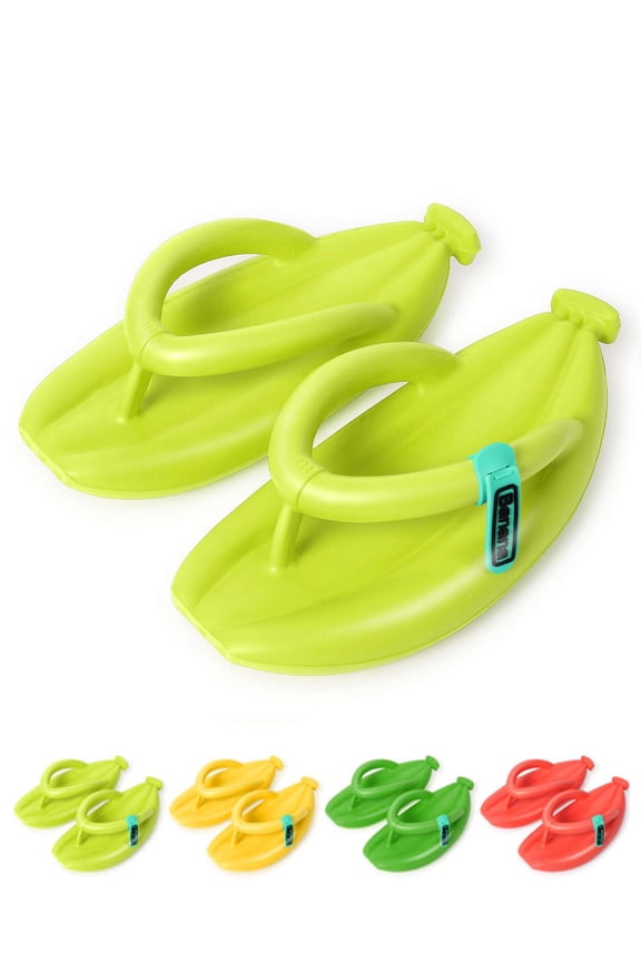 Adult EVA Flip Flops Slippers, Summer Banana Shape Anti-Slip Shoes Home Clouds Slippers (Fluorescent Green,Women 13-14 / Men 11-12)
