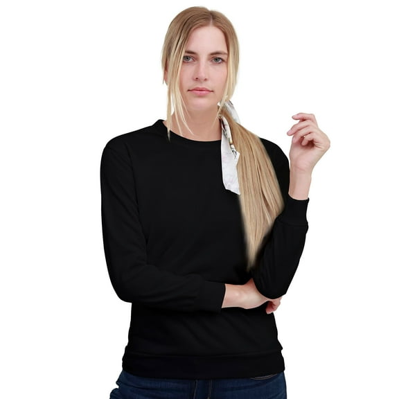 Luxtrada Adult Fleece Crewneck Sweatshirt for women men (Black,S)