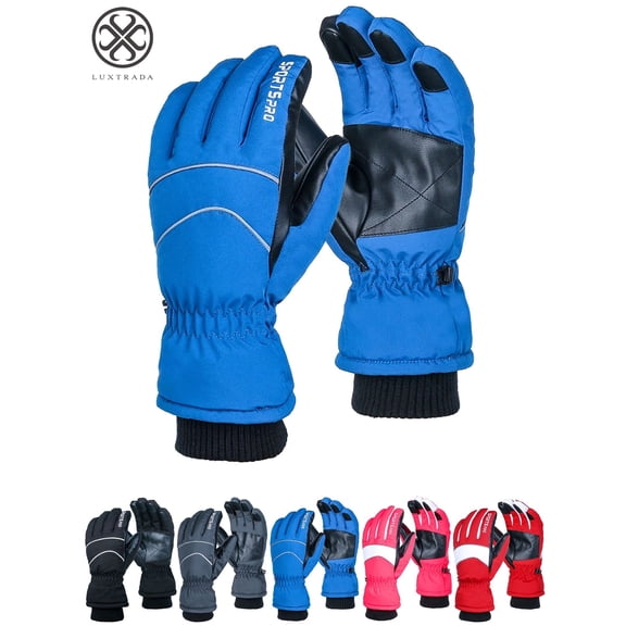 Luxtrada Adults Unisex Waterproof and Thinsulate Lined Insulated Premier Colorblocked Ski Snow Winter Snowboarder Gloves - Fits Mens and Womens Ladies Sizes