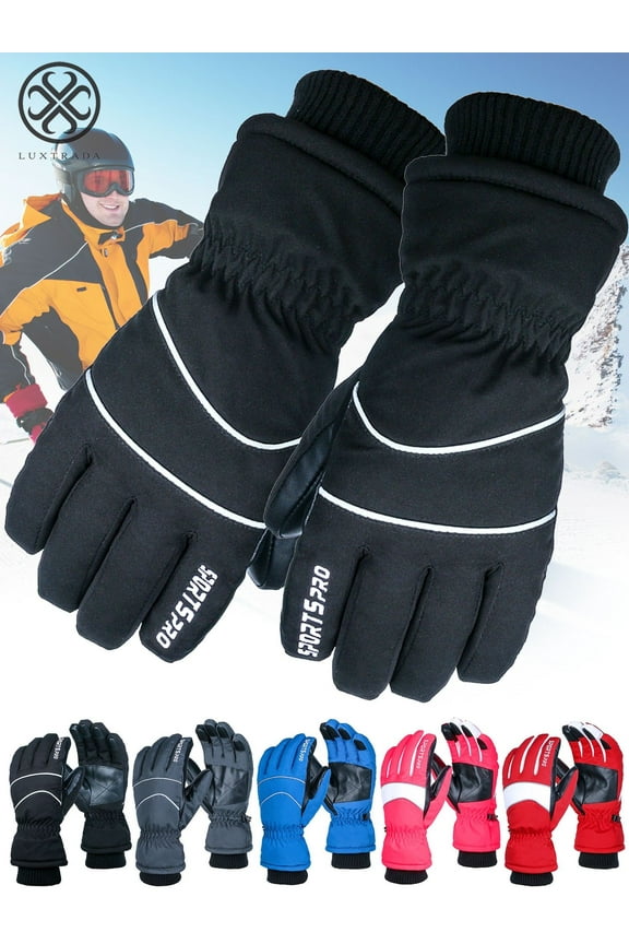 Adults Unisex Waterproof and Thinsulate Lined Insulated Premier Colorblocked Ski Snow Winter Snowboarder Gloves - Fits Mens and Womens Ladies Sizes